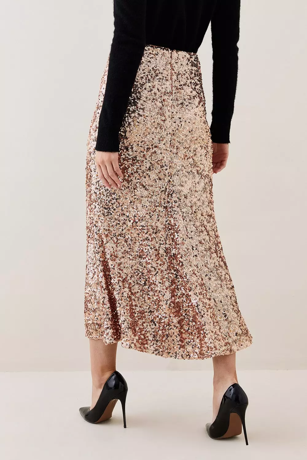 Karen millen sequin 2025 leopard midi skirt